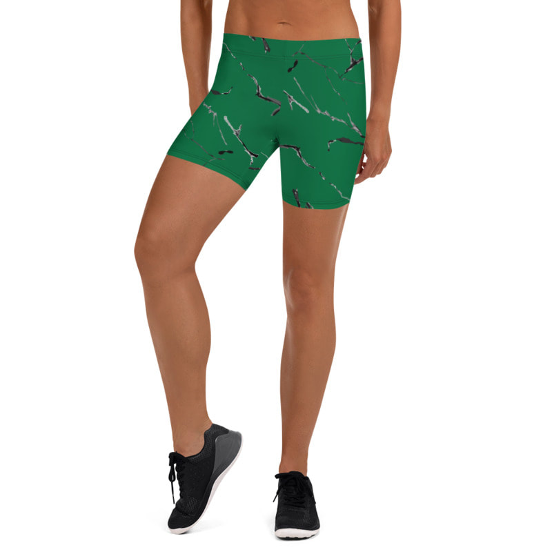 Green Marble Workout Shorts From Bibs2Bags