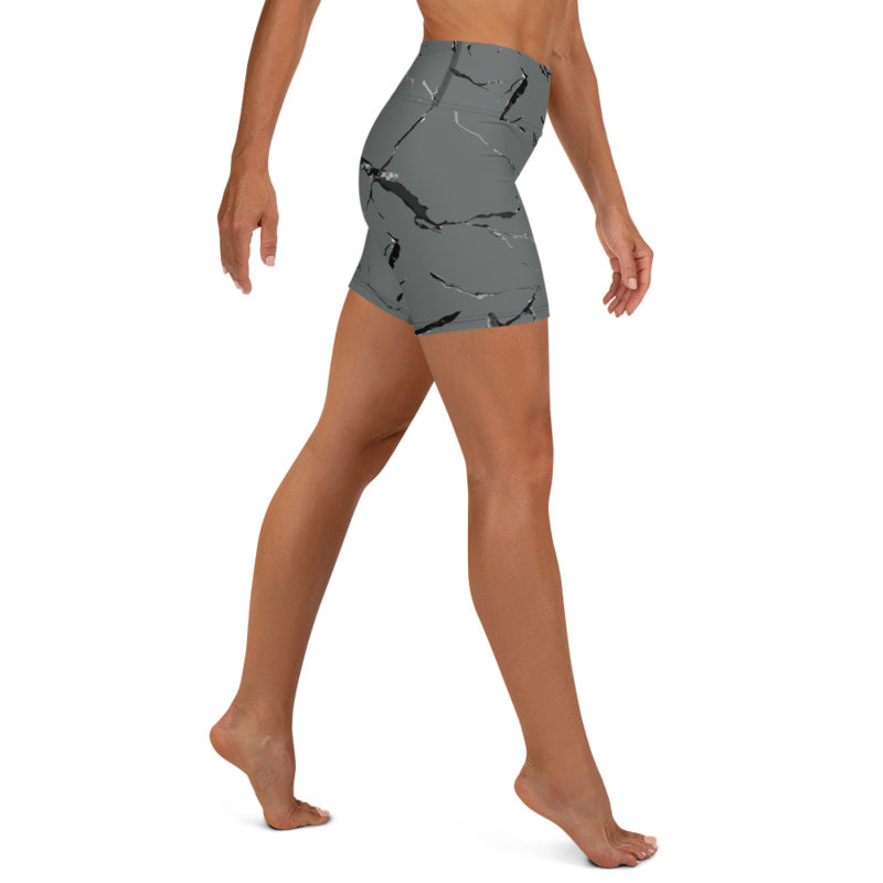Grey Marble Yoga Shorts From Bibs2Bags