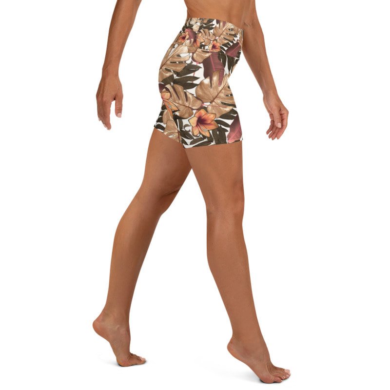 Orange Floral Yoga Shorts From Bibs2Bags