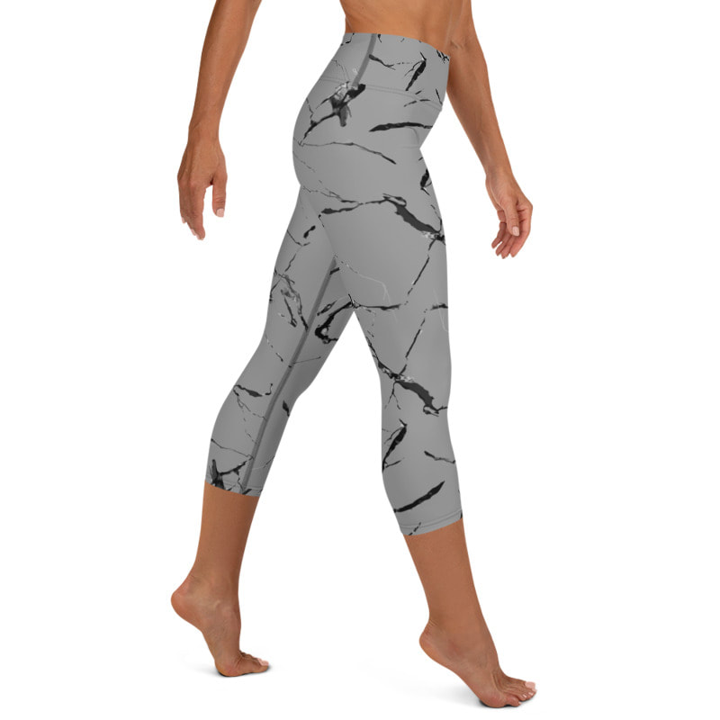 Grey Marble Yoga Capri Leggings From Bibs2Bags