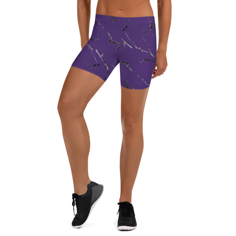 Purple Marble Workout Shorts From Bibs2Bags