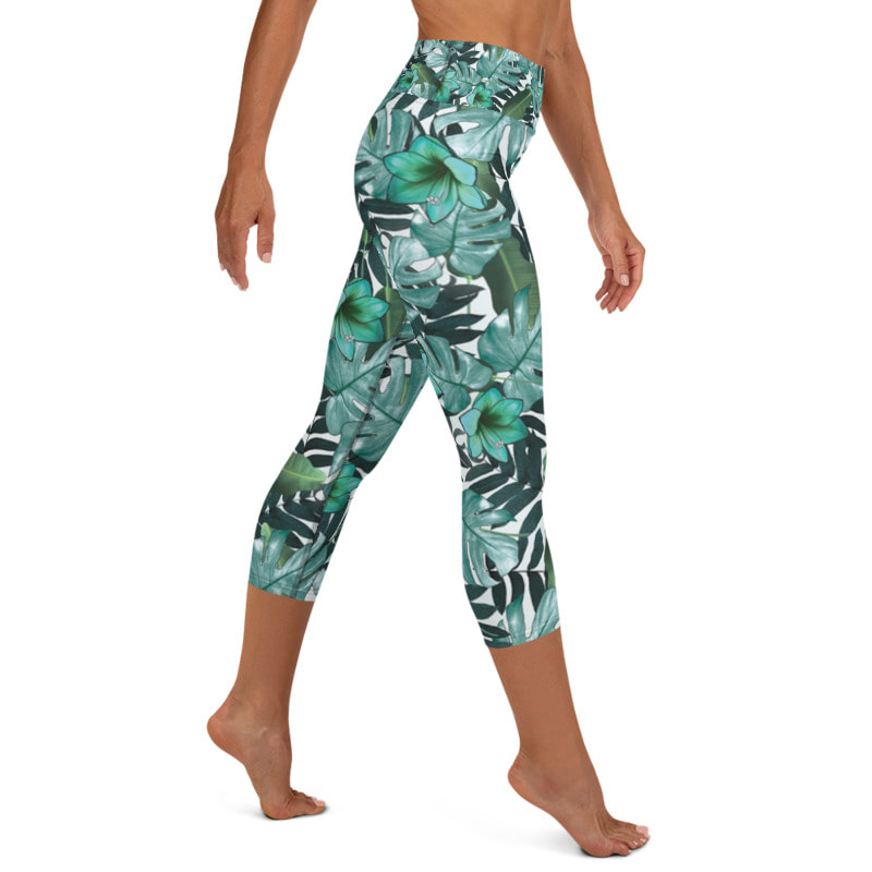 Green Fern Yoga Capri Leggings From Bibs2Bags