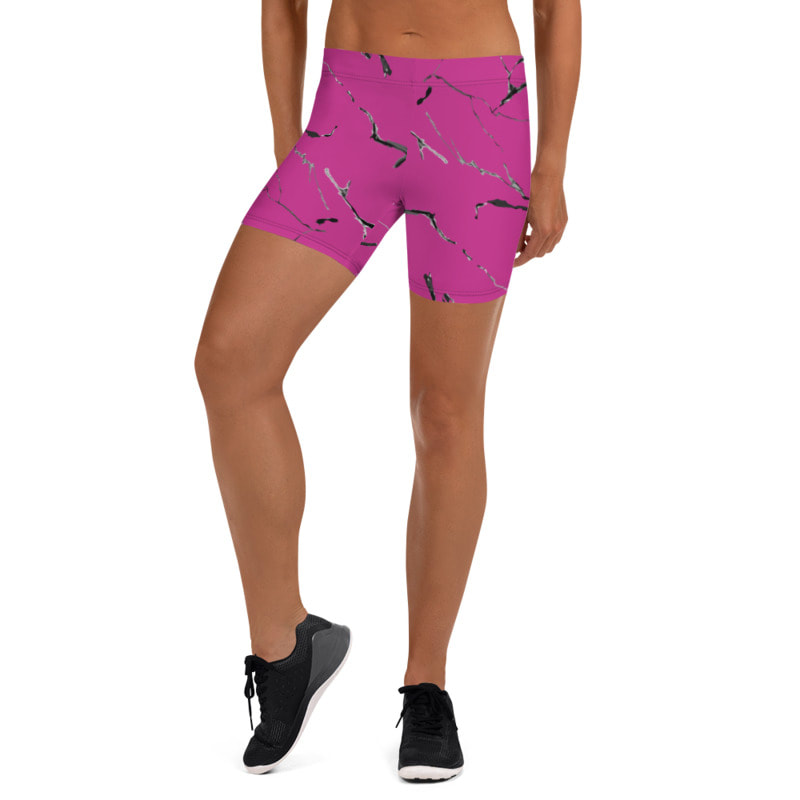 Magenta Marble Workout Shorts From Bibs2Bags