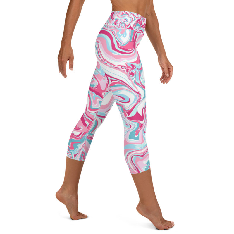 Pink Swirl Big Yoga Capri Leggings From Bibs2Bags