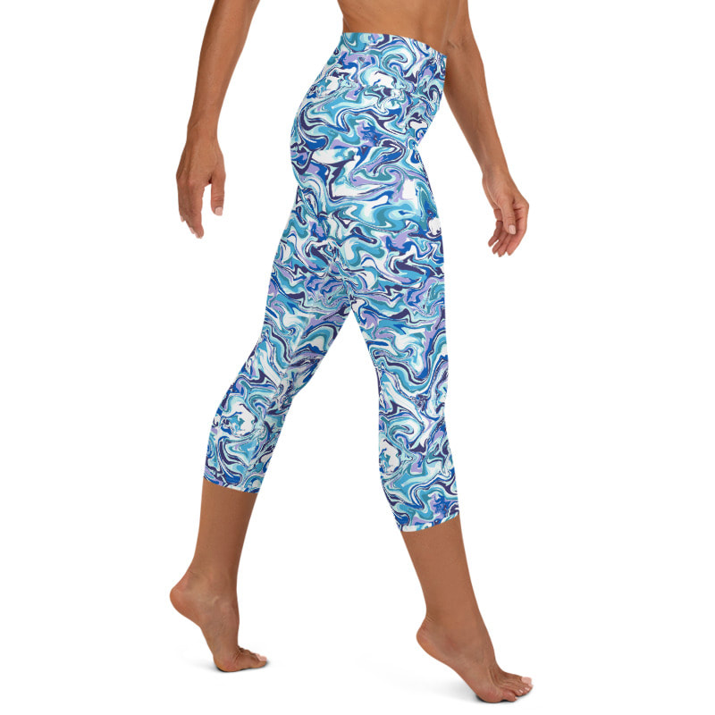 Blue Swirl Little Yoga Capri Leggings From Bibs2Bags