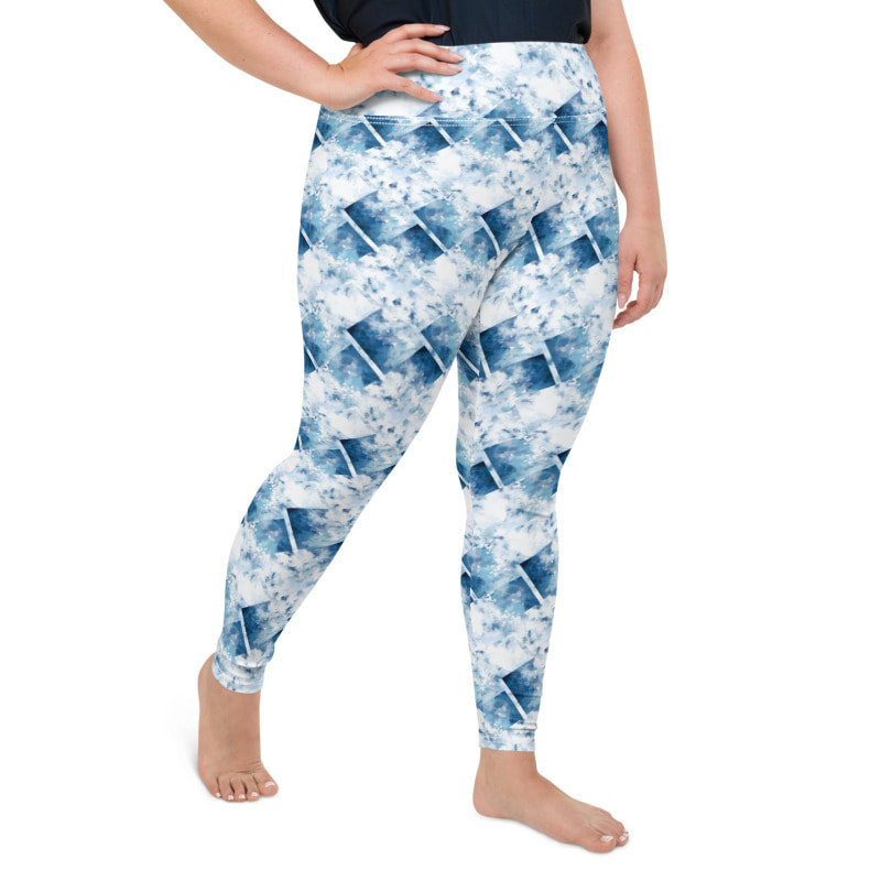 Blue Tie Dye Plus Size Full Length Yoga Leggings From Bibs2Bags