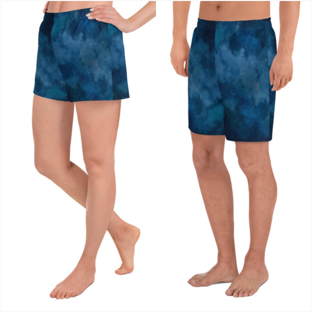 Blue Watercolor Athletic Shorts From Bibs2Bags