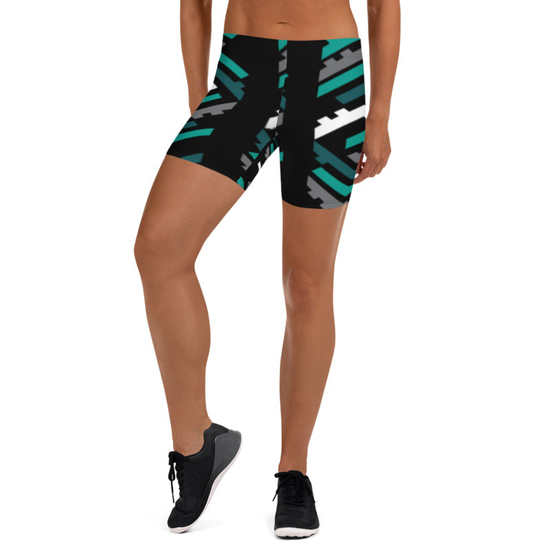 Black Green Zig Zag Workout Shorts From Bibs2Bags