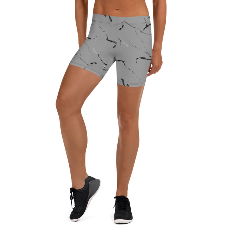 Grey Marble Workout Shorts From Bibs2Bags