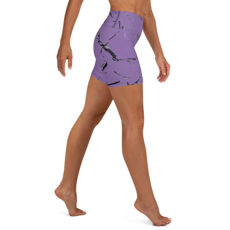 Purple Marble Yoga Shorts From Bibs2Bags