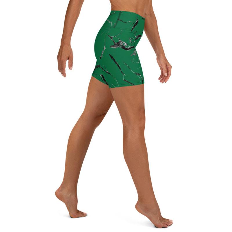 Green Marble Yoga Shorts From Bibs2Bags