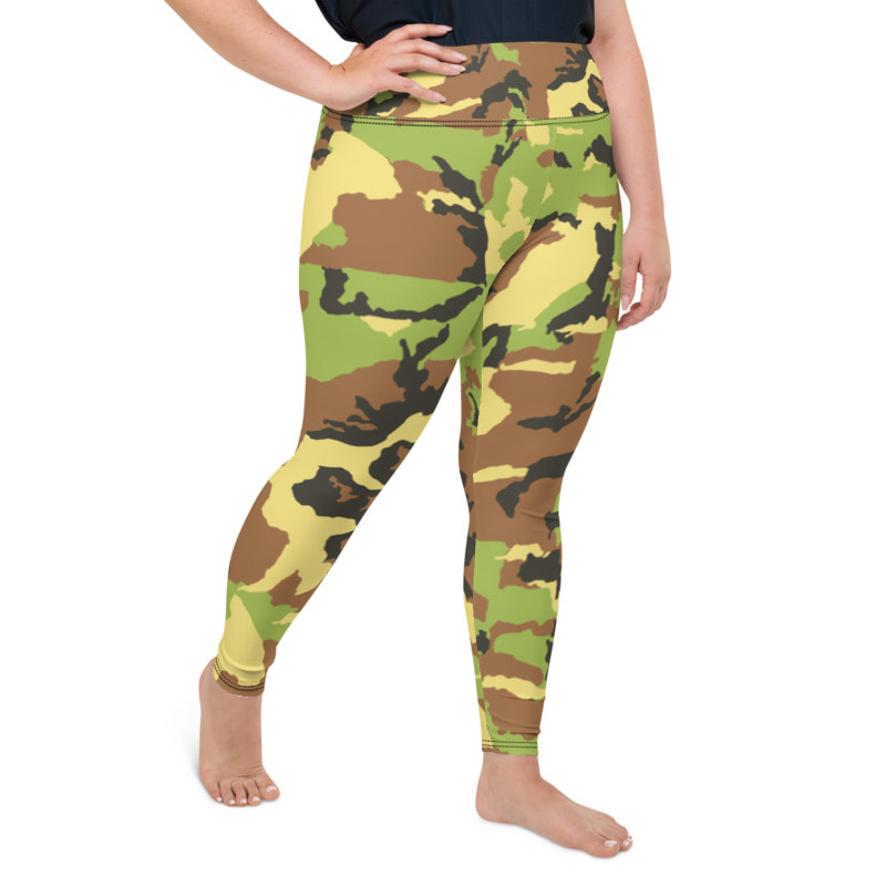 Green Camo Plus Size Full Length Yoga Leggings From Bibs2Bags