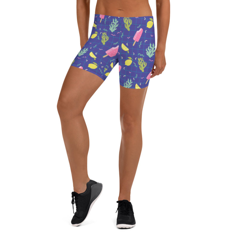 Ice Cream Blue Workout Shorts From Bibs2Bags