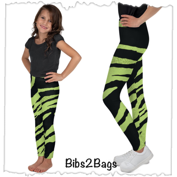 Green Tiger Kid's & Youth Leggings From Bibs2Bags