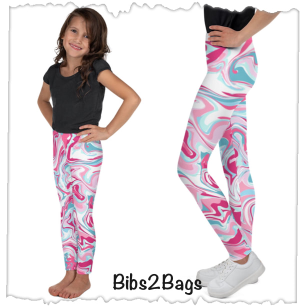 Pink Swirl Big Kid's & Youth Leggings From Bibs2Bags