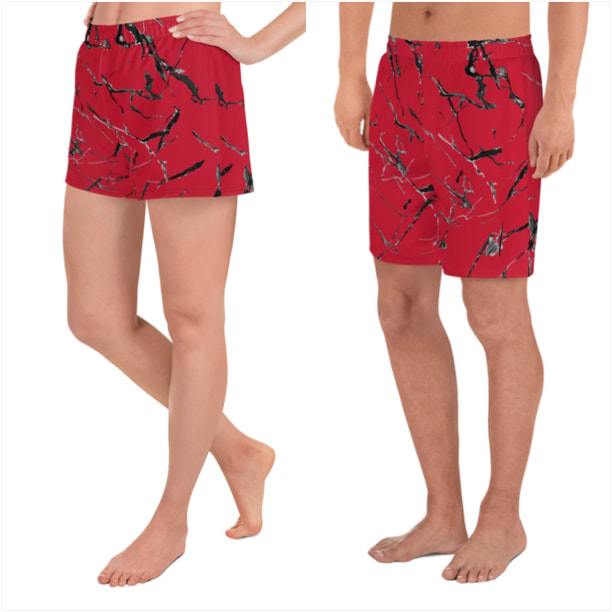 Red Marble Athletic Shorts From Bibs2Bags