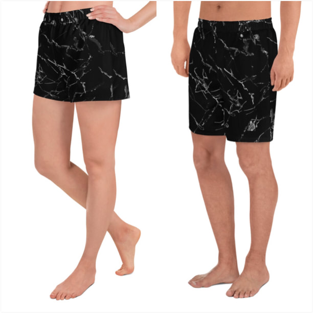 Black Marble Athletic Shorts From Bibs2Bags