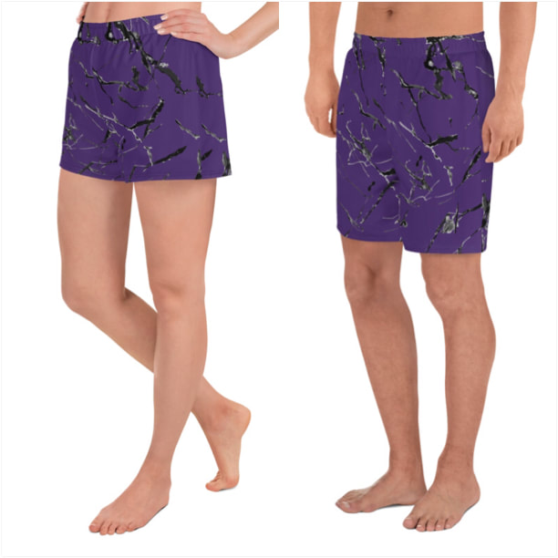 Purple Marble Athletic Shorts From Bibs2Bags