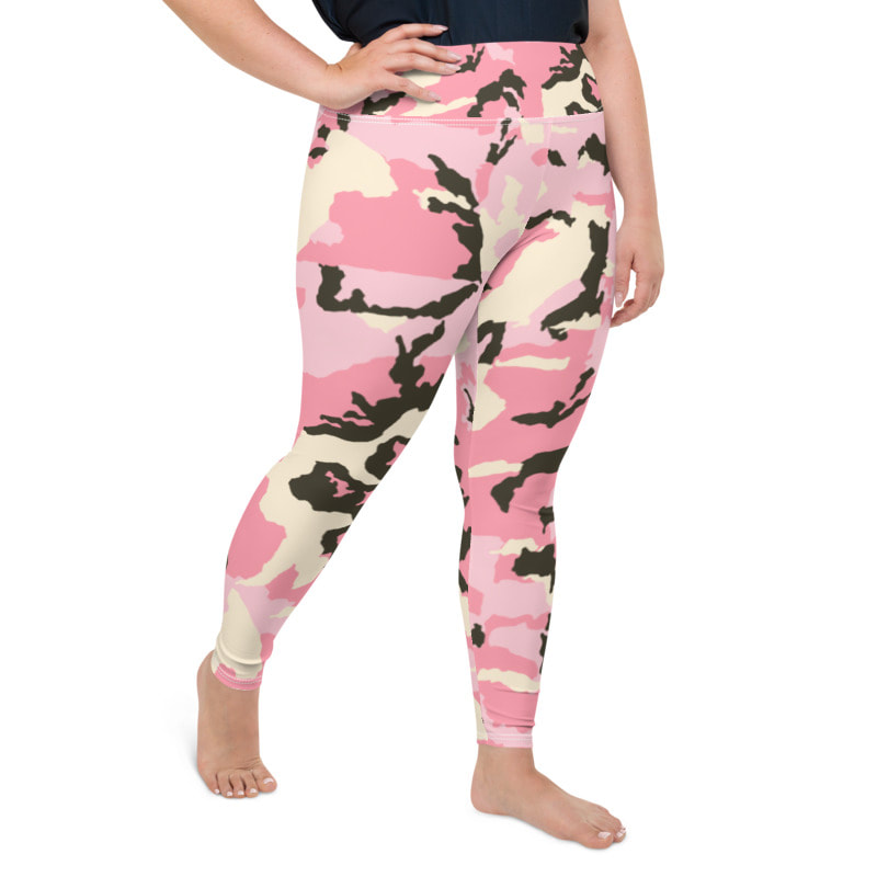 Pink Camo Plus Size Full Length Yoga Leggings From Bibs2Bags