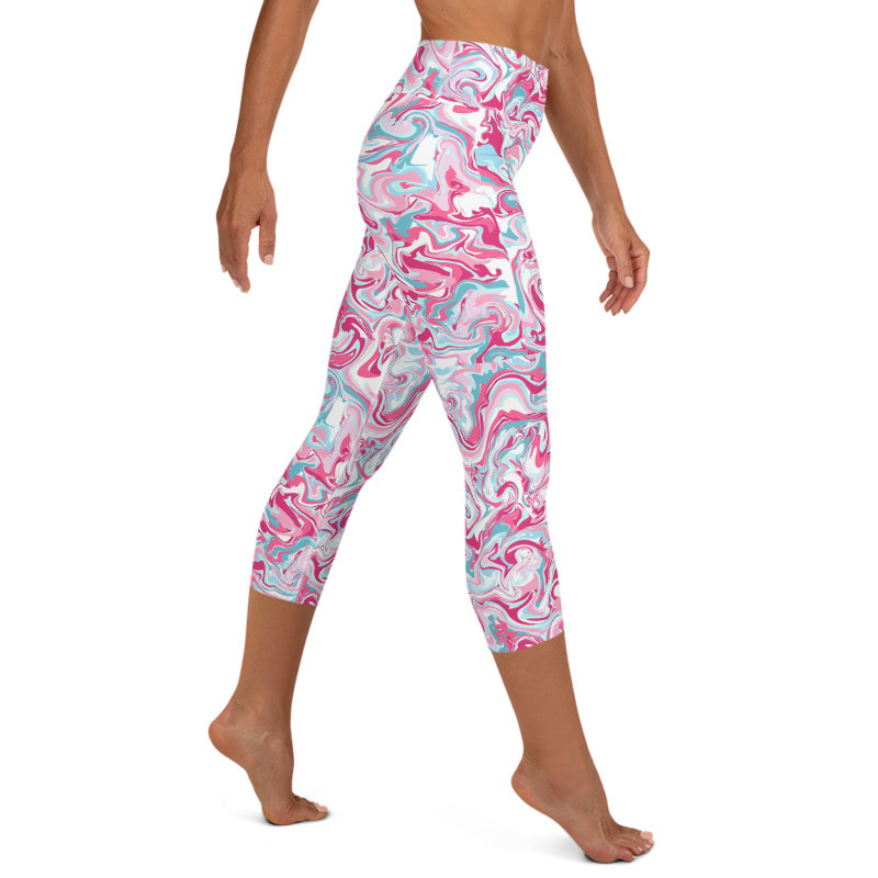 Pink Swirl Big Yoga Capri Leggings From Bibs2Bags